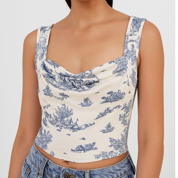 omonism Tops - Blue and White Women's Top, Omonism, Size S